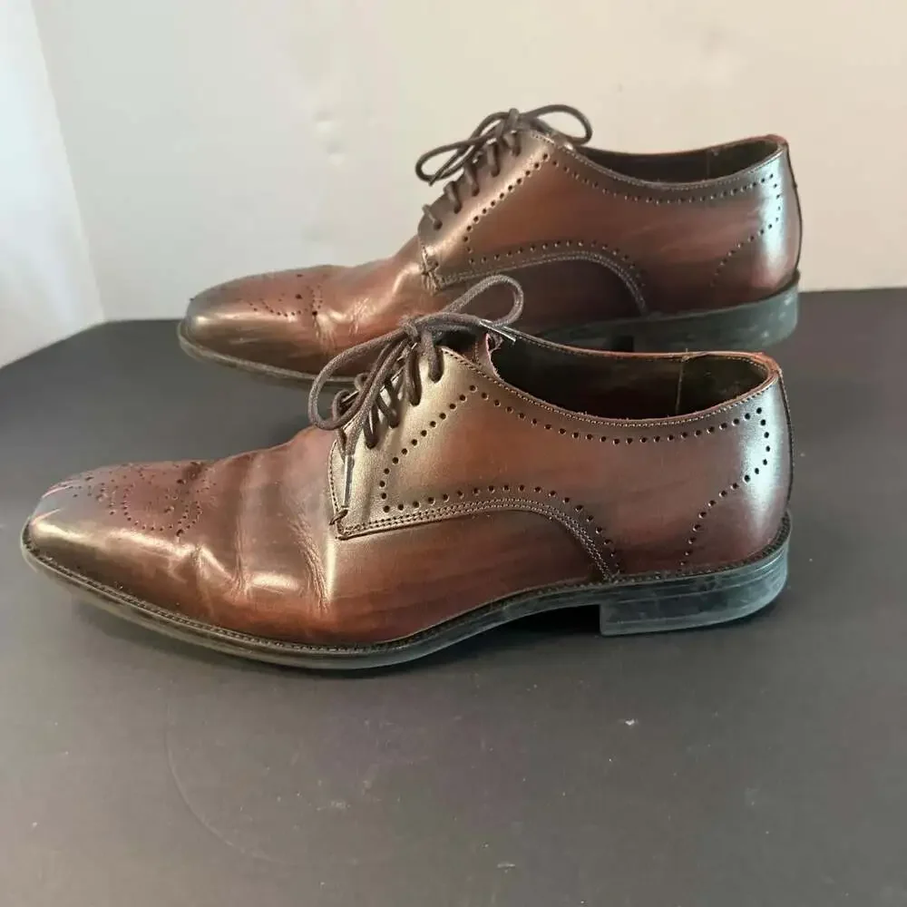 Belvedere‎ Concord Brown Leather Brogue Oxford Shoes Size 8.5D